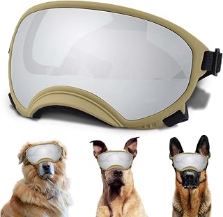 Winproof Large Dog Sunglasses with Adjustable Strap, UV Protection, Soft Goggles for Medium-Large Dogs