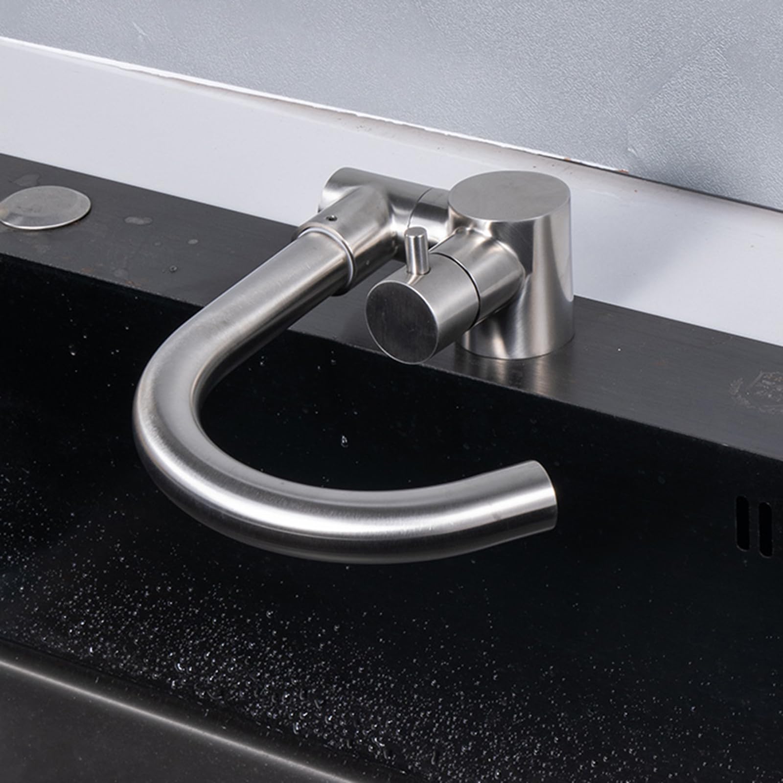 ZYCHSJXA Folding Single Lever Sink Faucet Kitchen Tap Brushed Stainless Steel Mixer Taps Mono Lever-A