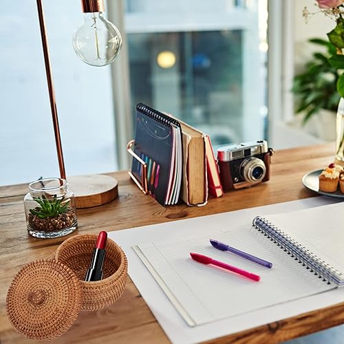 Miniatura 5 de FOMIYES Cesta redonda pequeña de mimbre con tapa, cesta de frutas tejida, cuencos de ratán para pan, bandeja de mimbre, cestas de almacenamiento,