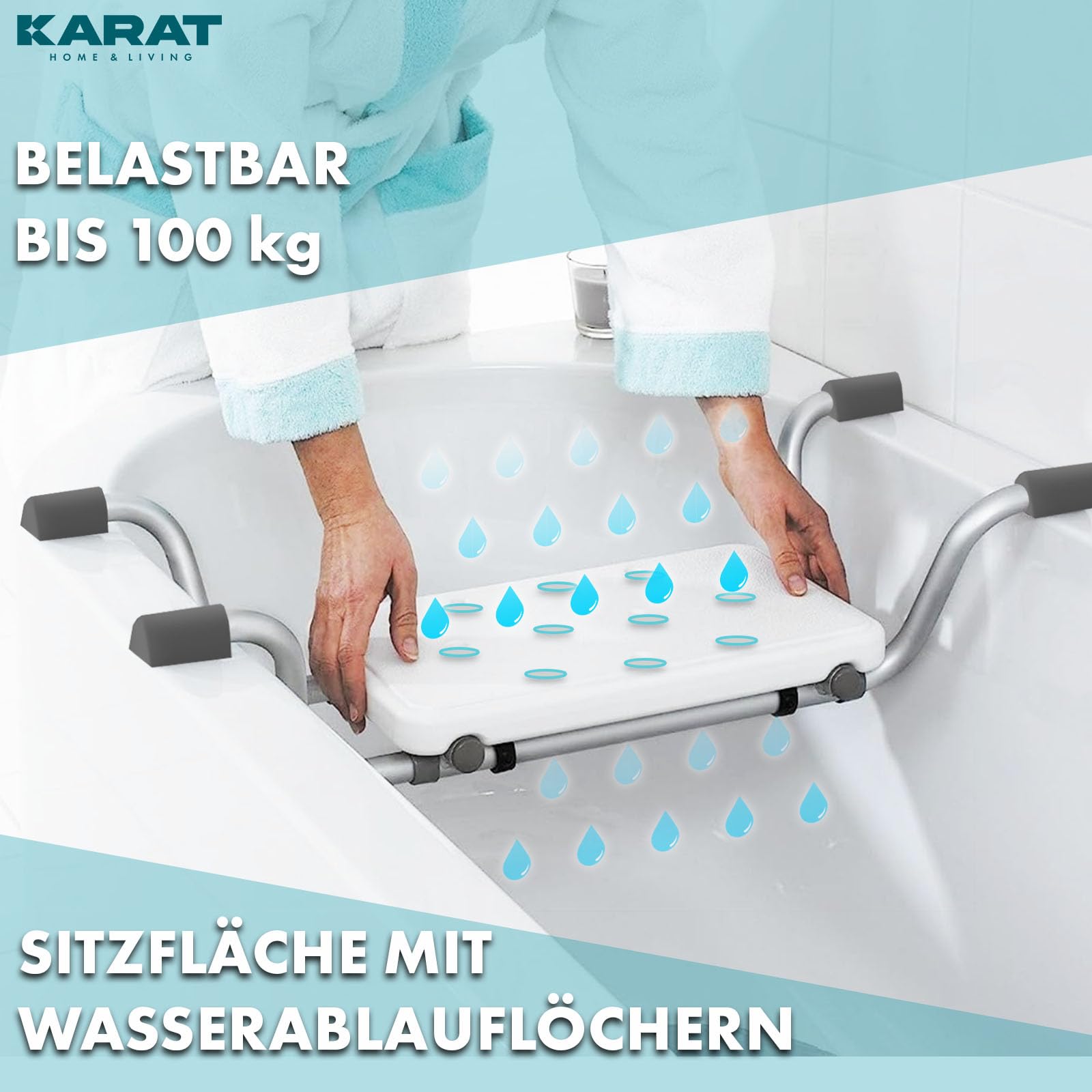 Floordirekt Badewannensitz - Levi - Verstellbarer Badesitz bis 150 kg belastbar aus Aluminium