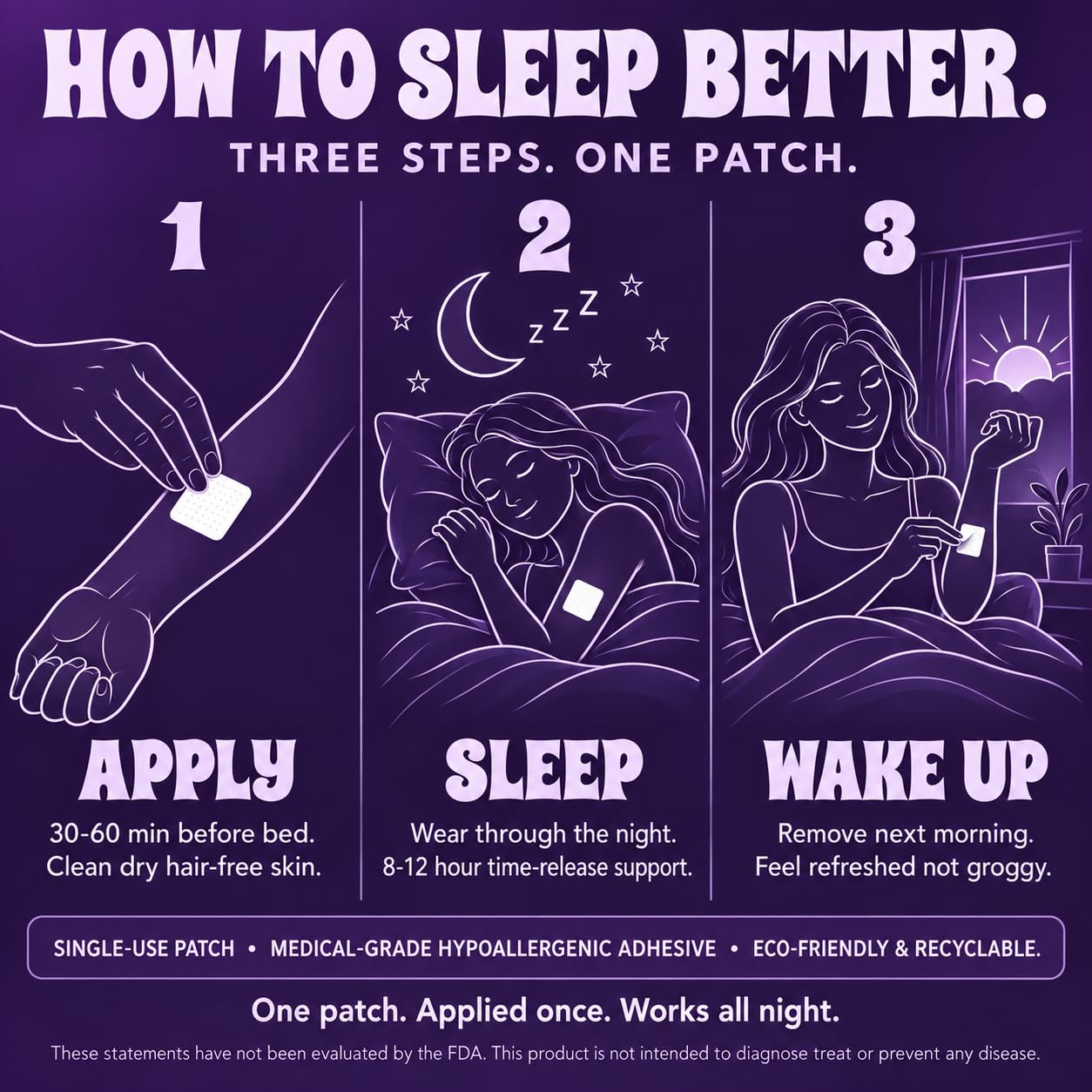 Sleep Patches | Melatonin 5mg + Magnesium Glycinate | Transdermal Sleep Support Patch | 8–12 Hour Time-Release | L-Theanine Glycine Chamomile Lavender | 30 Night Supply — Amazon image 6