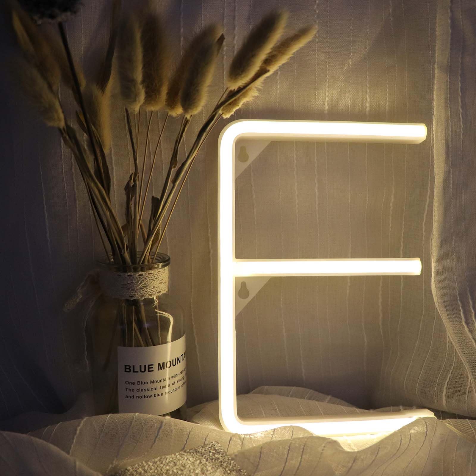 LED Neon Sign for Home Decor - Warm White Customizable Letters with USB/Battery Operation Perfect for Bedroom Living Room Shop Corner Decoration（Letters E) — image 1