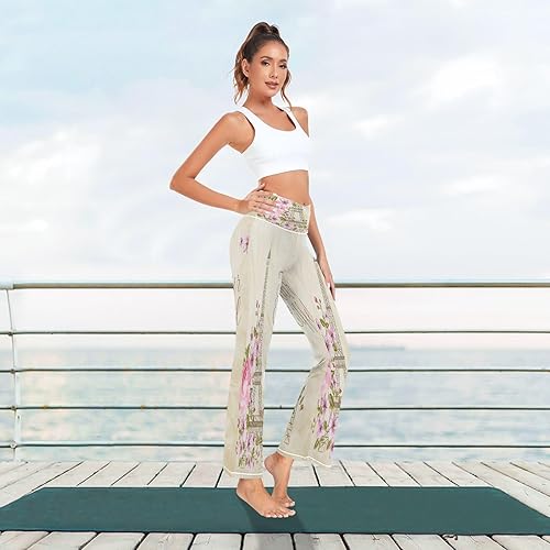 Miniatura 7 de Zathe Eiffel Tower Simbol Spring Blooming Flowers Leg Yoga Pants Lightweight Womens Flare Leggings for Excercise Gym S
