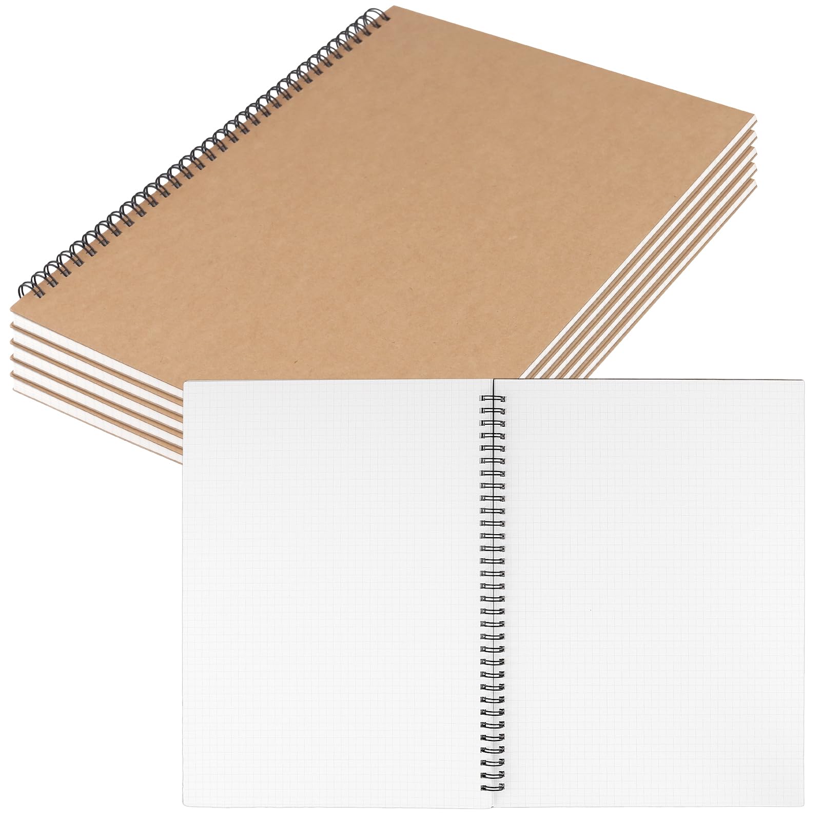 Cahier à spirale A4 quadrillé bloc-notes kraft pour dessin et notes - 7