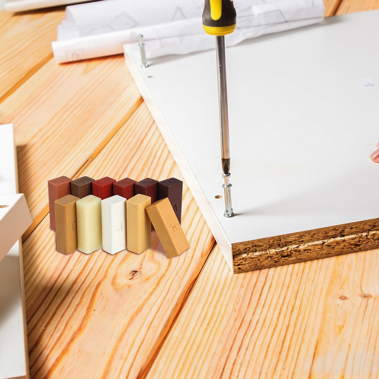 11 Pezzi Kit Riparazione Pavimento Laminato per Graffi Cera