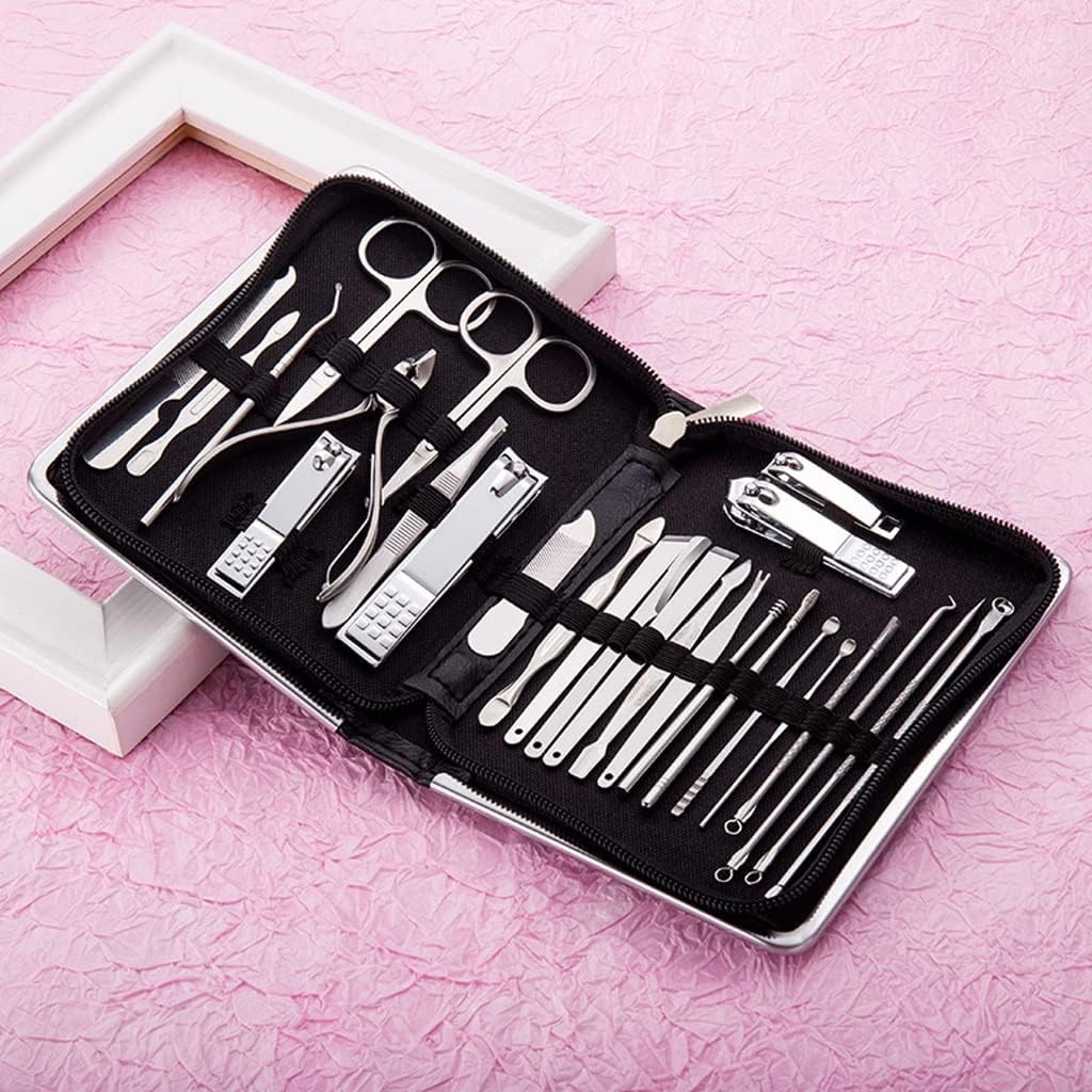 Stainless Steel Manicure Set Pedicure Scissor Nail Cutter Cuticle Nipper Dead Skin Pliers Tool with Case Kit