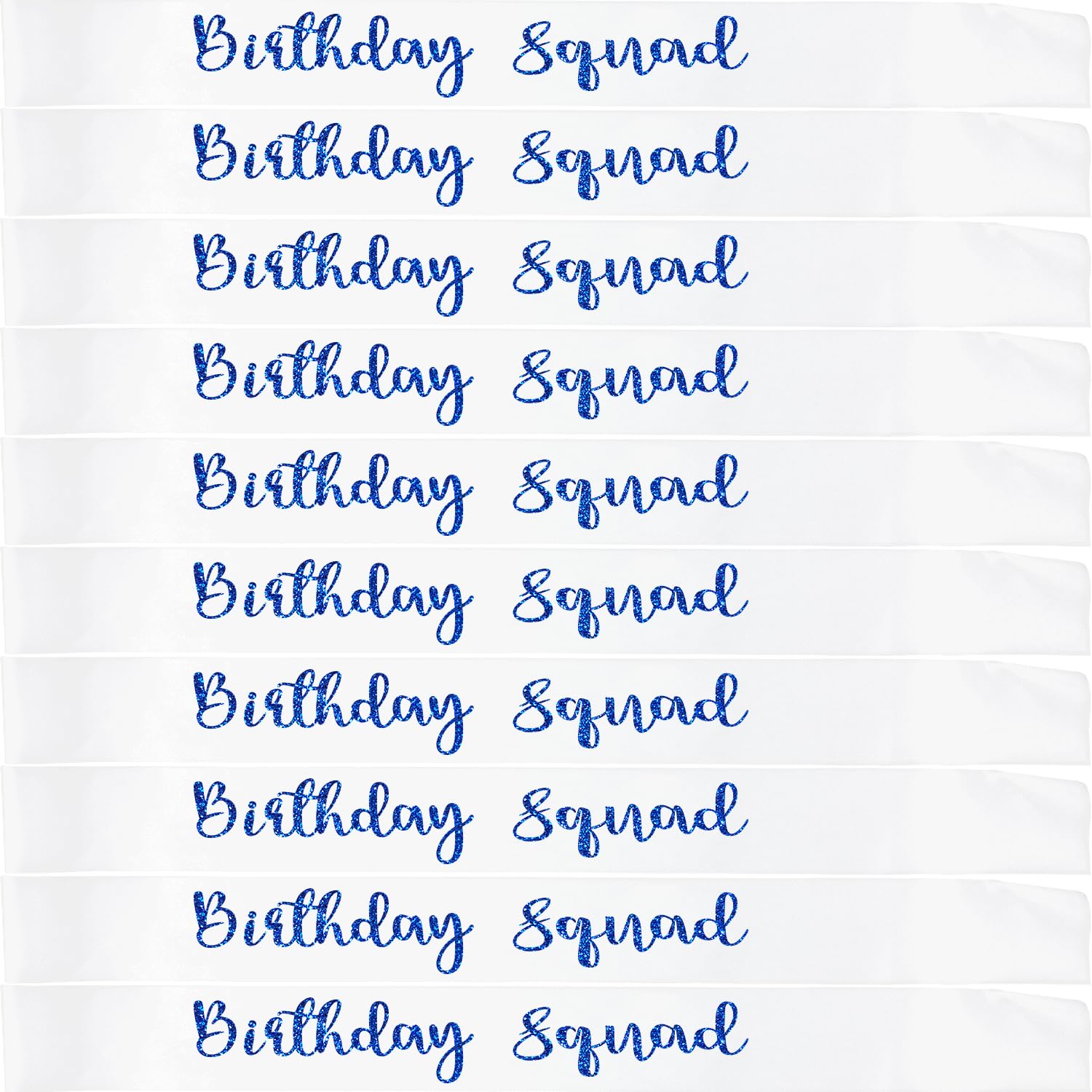 10Pcs Birthday Squad Sash Blue Glitter White Satin Sashes Funny Birthday Sashes Birthday Party Supplies Gifts