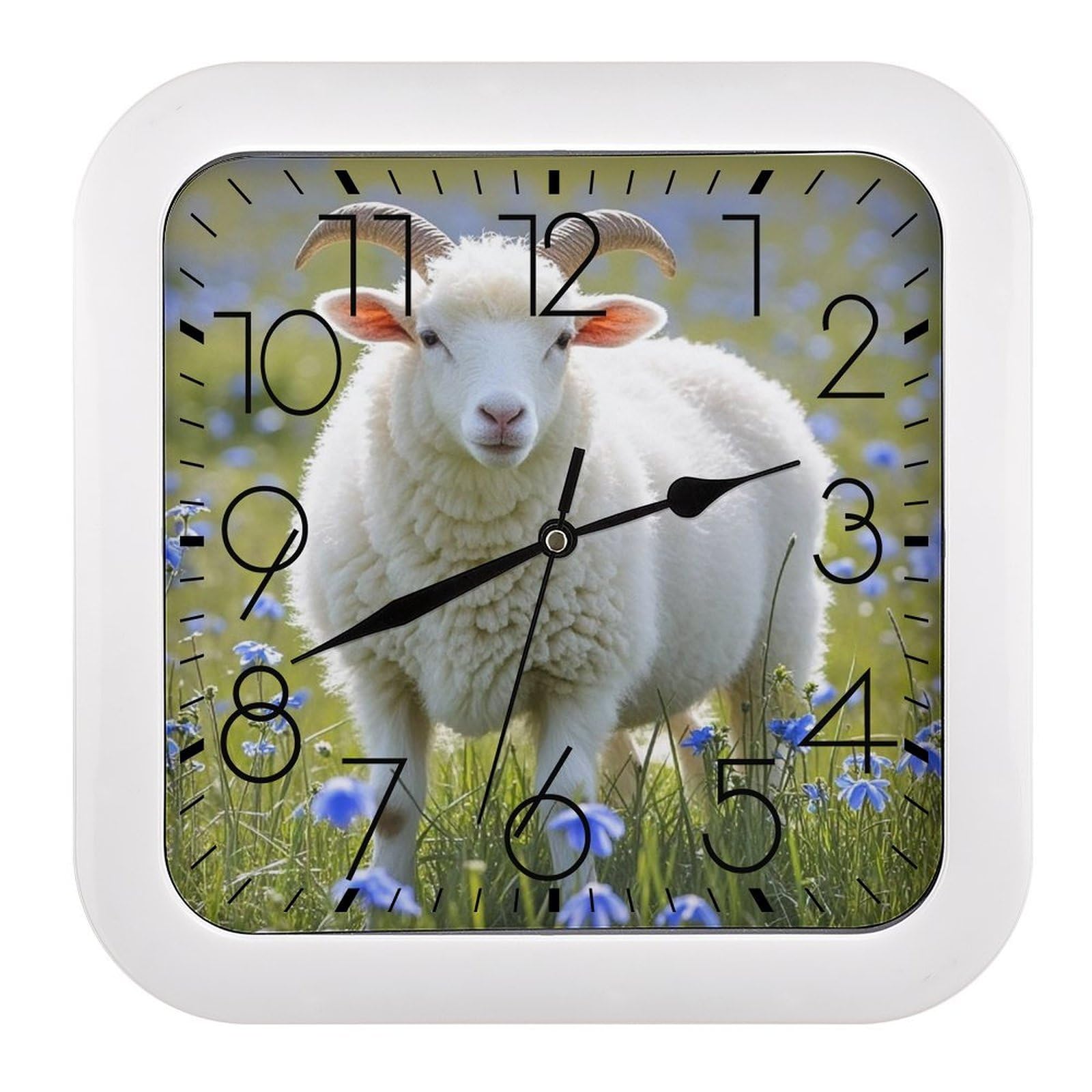 LZQPOEAS Sheep Wall Clock Fashionable Versatile Silent Wall Clock Simple Elegant Non Ticking Analog Clocks Easy to Install Square Modern Clocks for Home Decoration