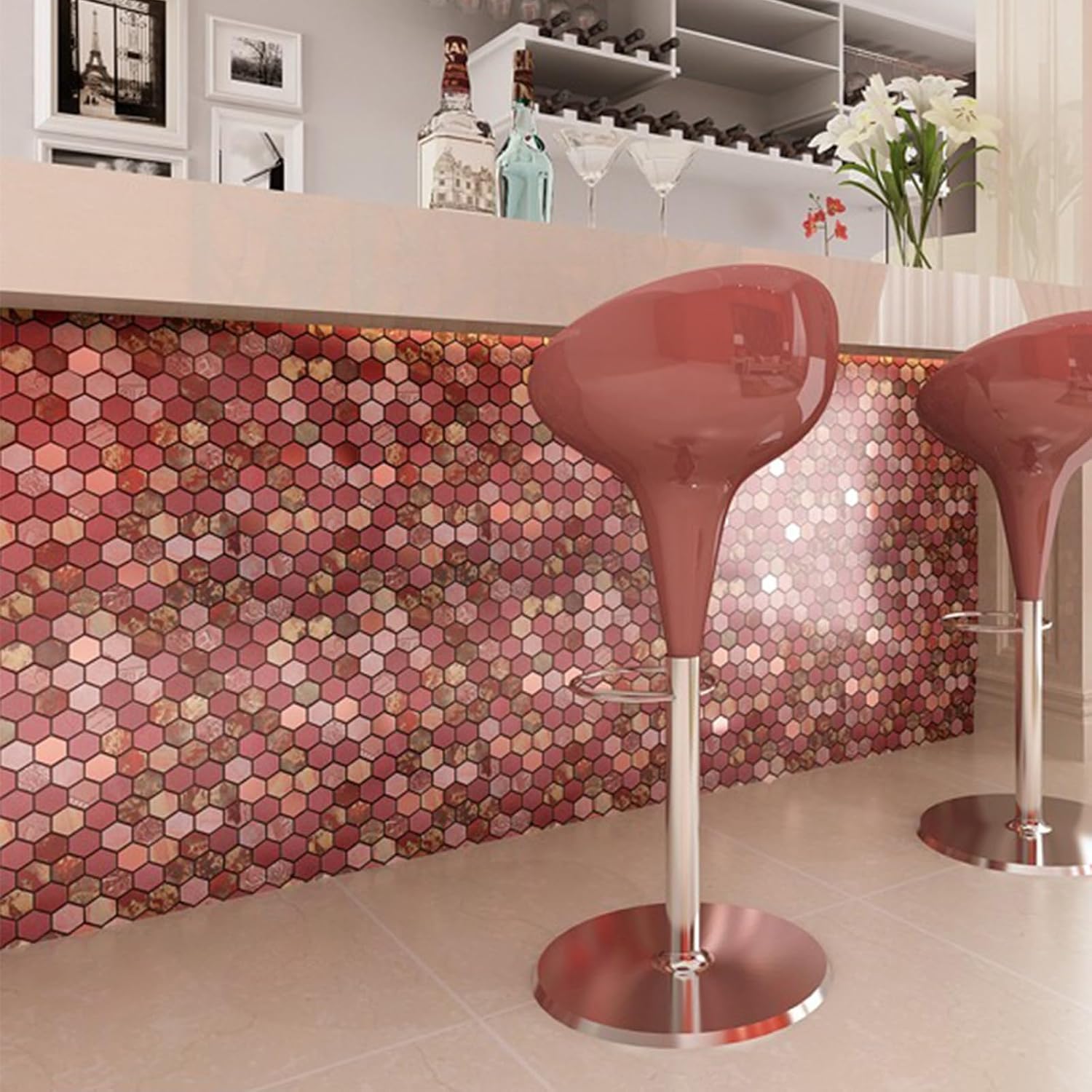 Peel and Stick Backsplash for Kitchen Aluminum 3D Wall Sticker Panel Self-Adhesive Metal Mosaic Tile, for Wall Kitchen Wallpaper for Bedroom(G,10pcs)