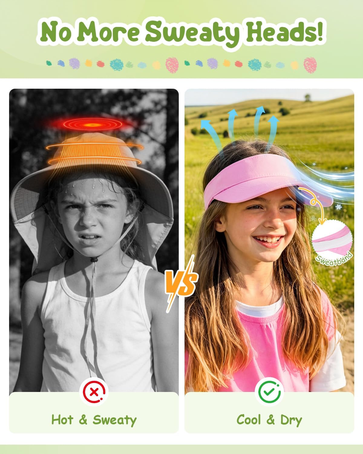 Century Star Kids Visor Sun Hat | UPF 50+ Adjustable Sports Cap for Girls & Boys | High Ponytail Tennis Golf Beach Running