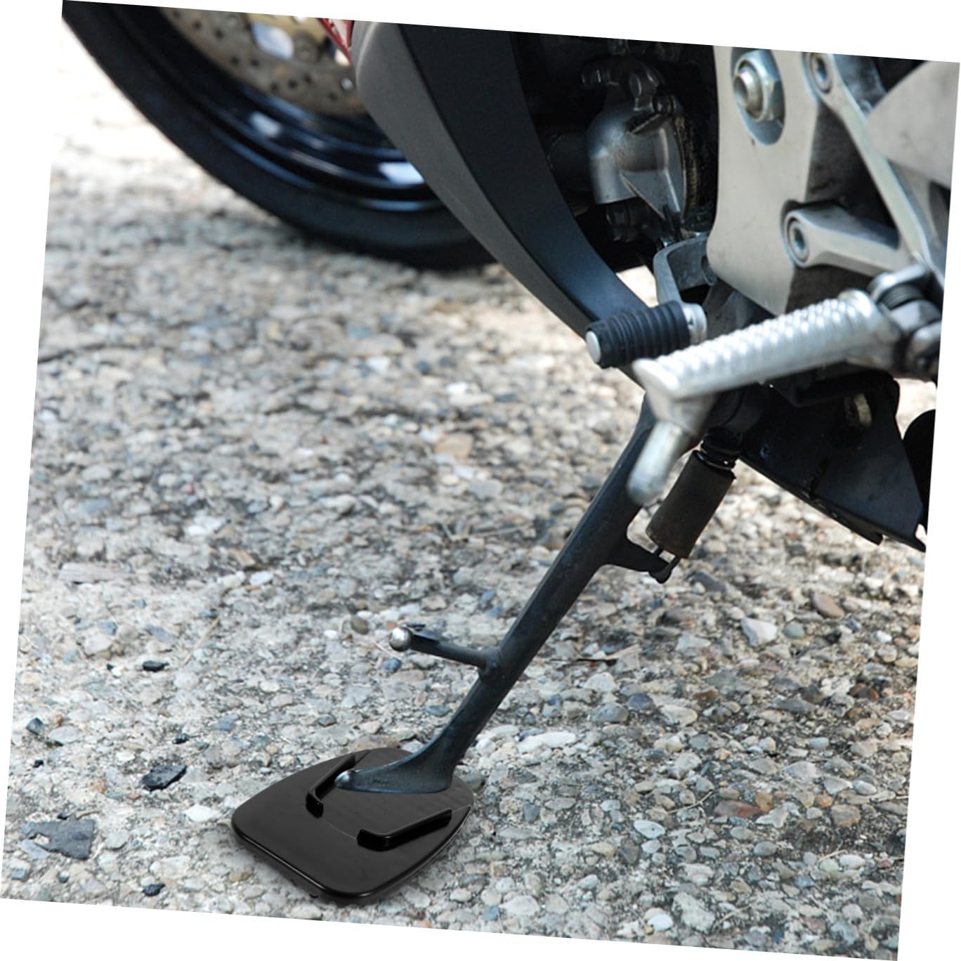 5pcs Motorcycle Kickstand Pads Side Stand Extension for Dirt Bike Stability Anti-skid Support Plates Black for Outdoor Grass Gravel Parking