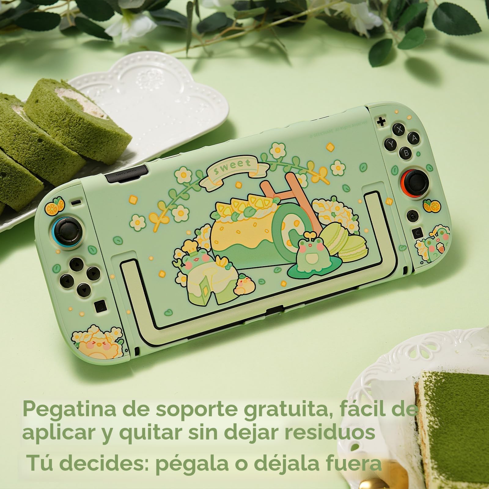 GeekShare Funda protectora compatible con Switch 2, Funda de PC dura y delgada, diseño acoplable para la consola Switch 2 y controles JC – Rana de matcha