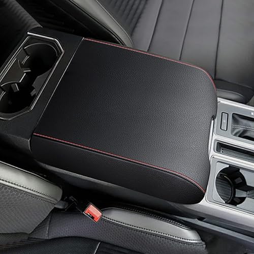 Miniatura 1 de AOMSAZTO Fundas de consola negras para F150 Ford 2016-2023 almohadilla para reposabrazos F-150 Red Stiches (solo asiento de boleta)