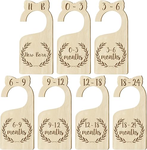 Miniatura 2 de Malihome Actualizado Juego de 7 separadores de armario de madera de alta calidad para bebés, desde recién nacidos hasta 24 meses, organizador de