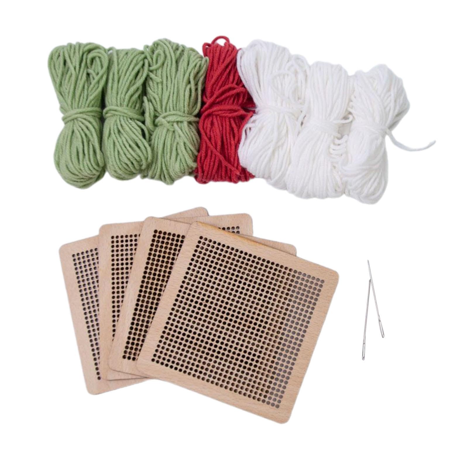 AnyCommand® Coaster Latch Hook Kits 10x10cm Crochet Embroidery for Kids Adults Beginners Light GreenCross Stitch Kits Hand Embroidery Stitch Needlecrafts Yarn-image-40