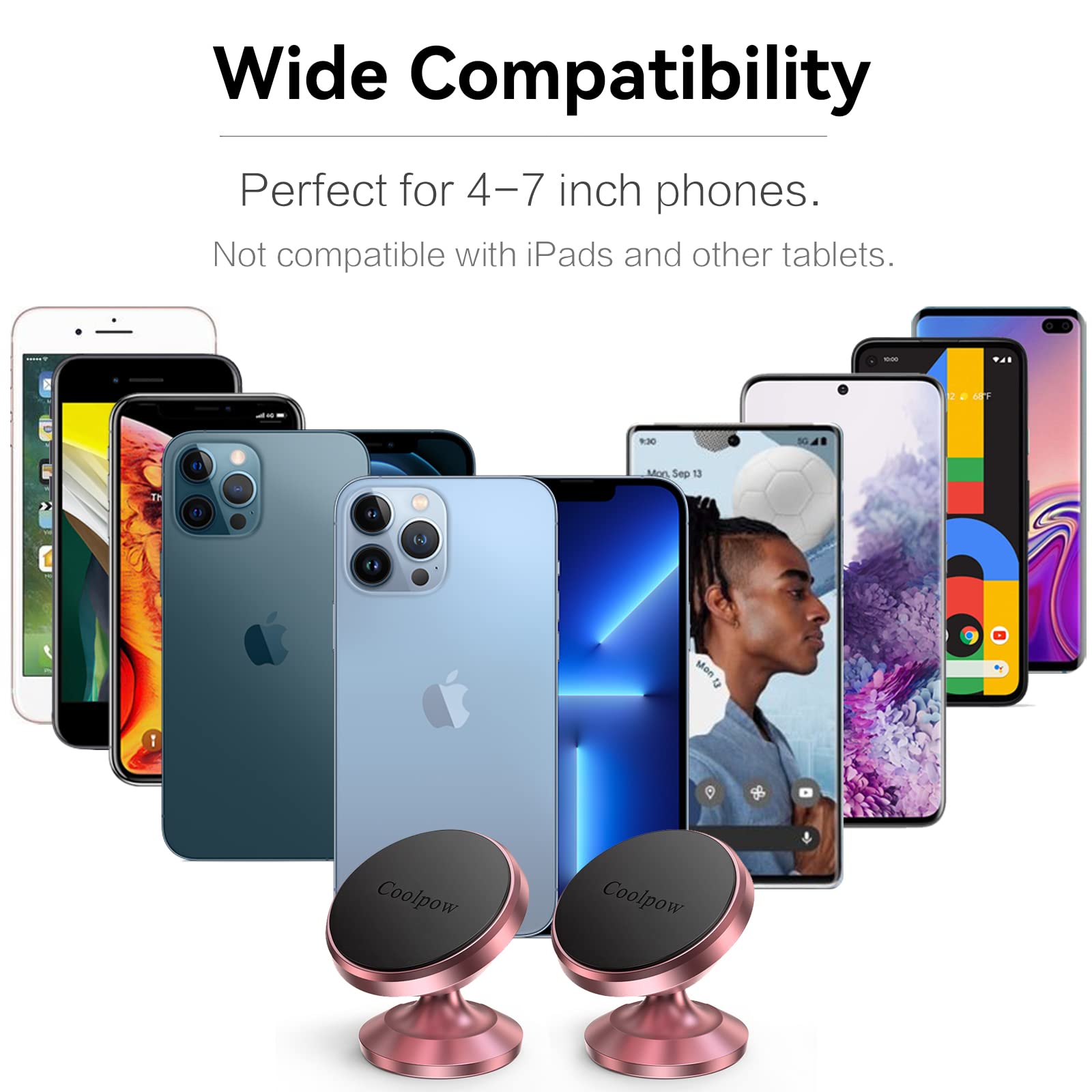 【Paquete de 2】 Soporte magnético para teléfono para coche, [imán fuerte] Soporte magnético para teléfono para coche [4 placas de metal] Soporte magnético para iPhone para teléfono celular [rotación de