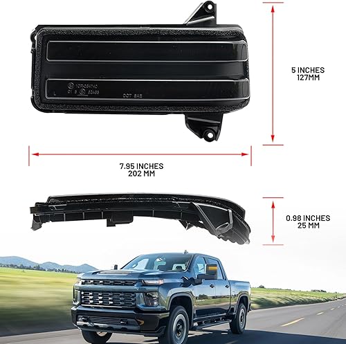 Miniatura 7 de Luces LED secuenciales de marcador de espejo lateral para Chevy Silverado GMC Sierra 2500HD 3500HD 3500HD, indicador de señal de giro ámbar y