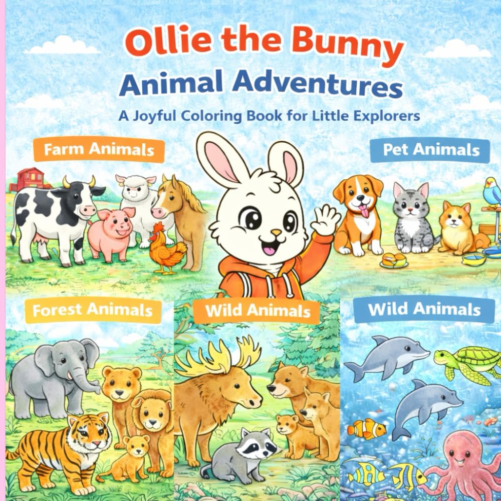 Ollie the Bunny: Animal Adventures: A Joyful Coloring Book for Little Explorers