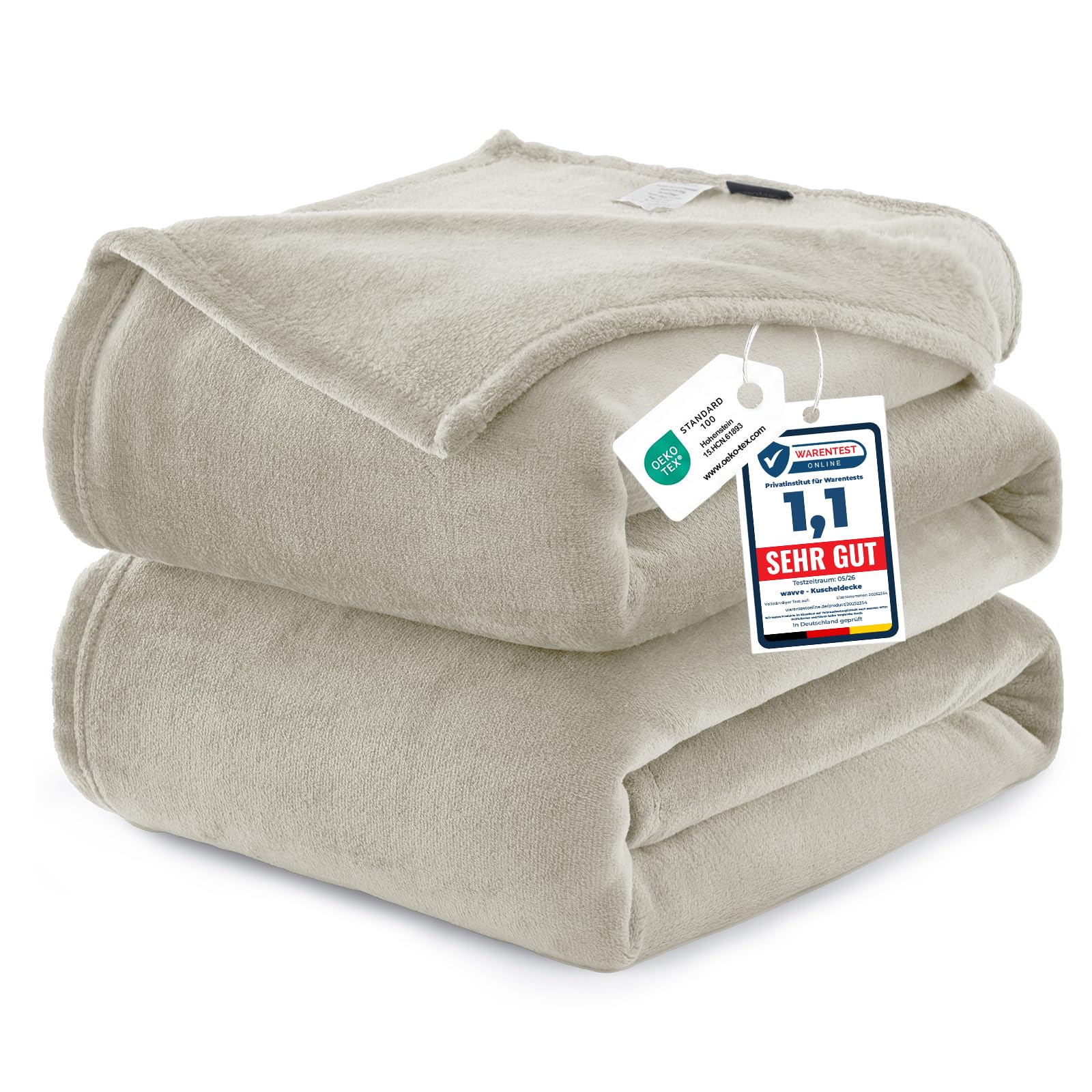 WAVVE Fleece Blanket Queen Size XL Beige 7ft x 8ft - Fluffy Soft Warm Versatile Large Throw Blanket for Bed/Sofa/Couch, 220x240 cm โ image 1