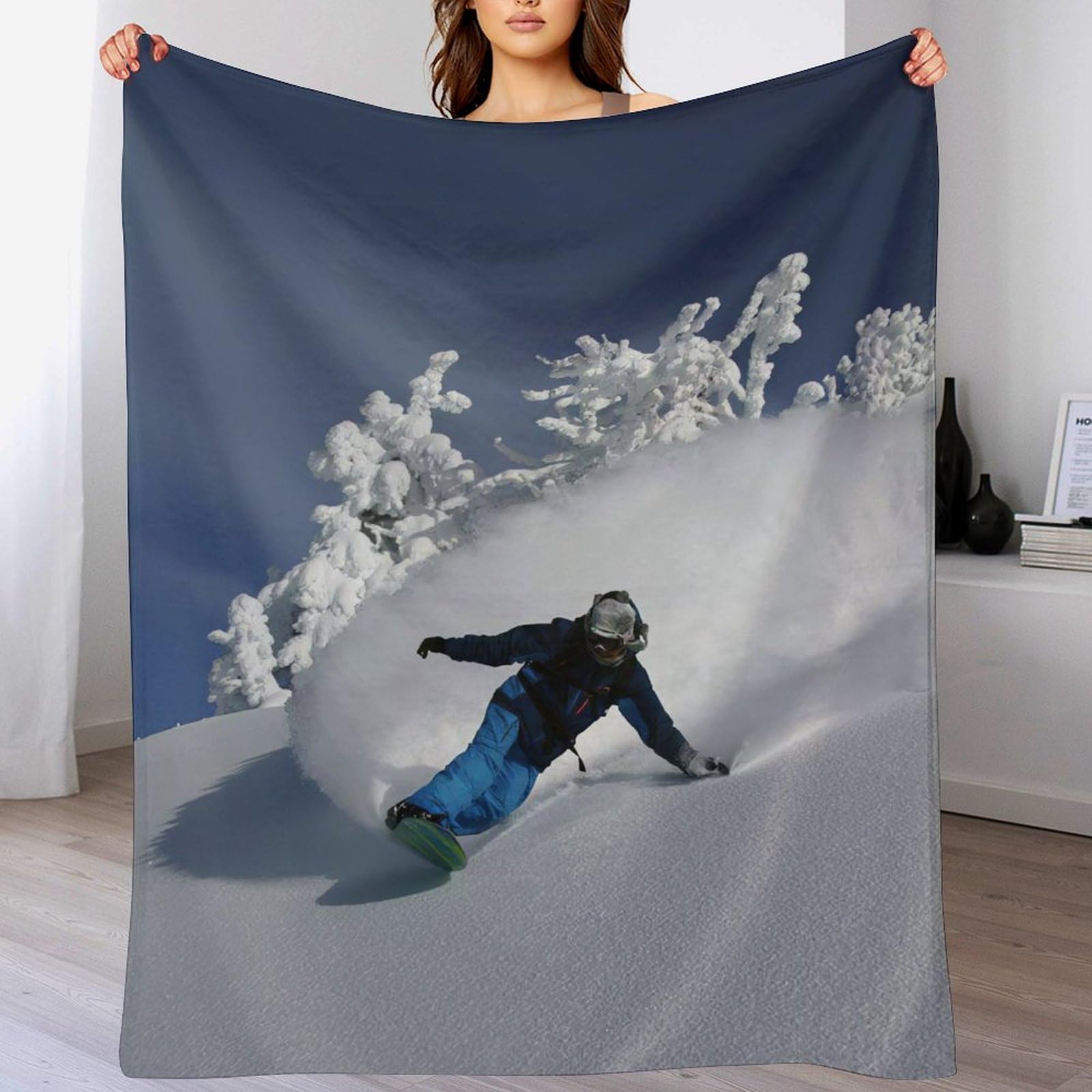 Manta de franela snowboard para sofá 150x200 cm de forro polar