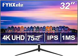 Monitor de computador de 32 polegadas 4K UHD 3840 * 2160 75hz 1MS, monitor IPS para design, jogos casuais, trabalho, monitor de bisel ultrafino compatível com sincronização adaptativa, 100% sRGB, HDR