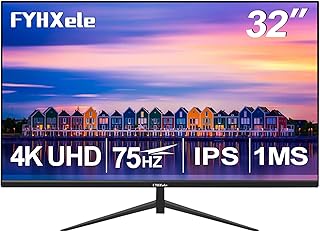 Monitor de computadora UHD 4K de 32 pulgadas, 75 Hz 1MS, monitor IPS para diseño, juegos casuales, trabajo, monitor de bisel ultradelgado compatible con sincronización adaptativa, 100% sRGB, HDR10, 2X