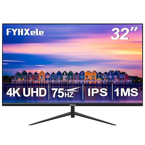 32 Inch 4K UHD 3840 * 2160 Computer Monitor 75hz 1MS, IPS Monitor for Design, Casual Gaming, Work, Ultra-Slim Bezel Monitor Support Adaptive-Sync,100% sRGB,HDR,2X DP & 2X HDMI, VESA 100 * 100mm - 32in-4K-75Hz