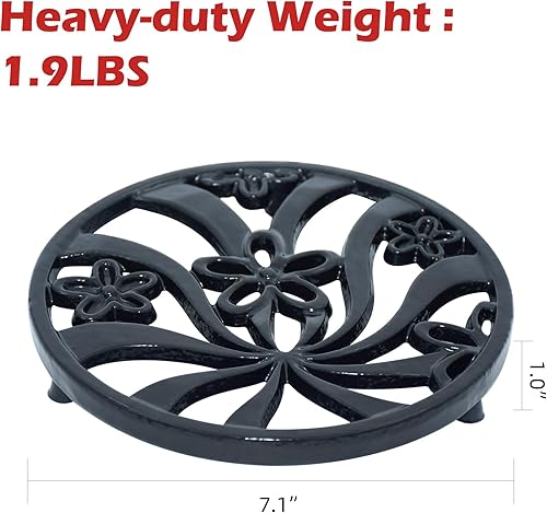 Miniatura 2 de MINLUFUL Salvamanteles vintage de hierro fundido, salvamanteles de metal resistente al calor para platos calientes, ollas y sartenes con patrón de