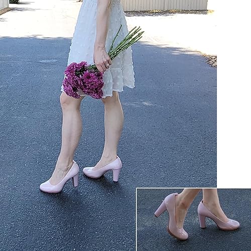 Vista 4 de JENN ARDOR Zapatos de tacón grueso para mujer, zapatos de plataforma, cómodos, con punta redonda cerrada, tacón de bloque, zapatos de oficina