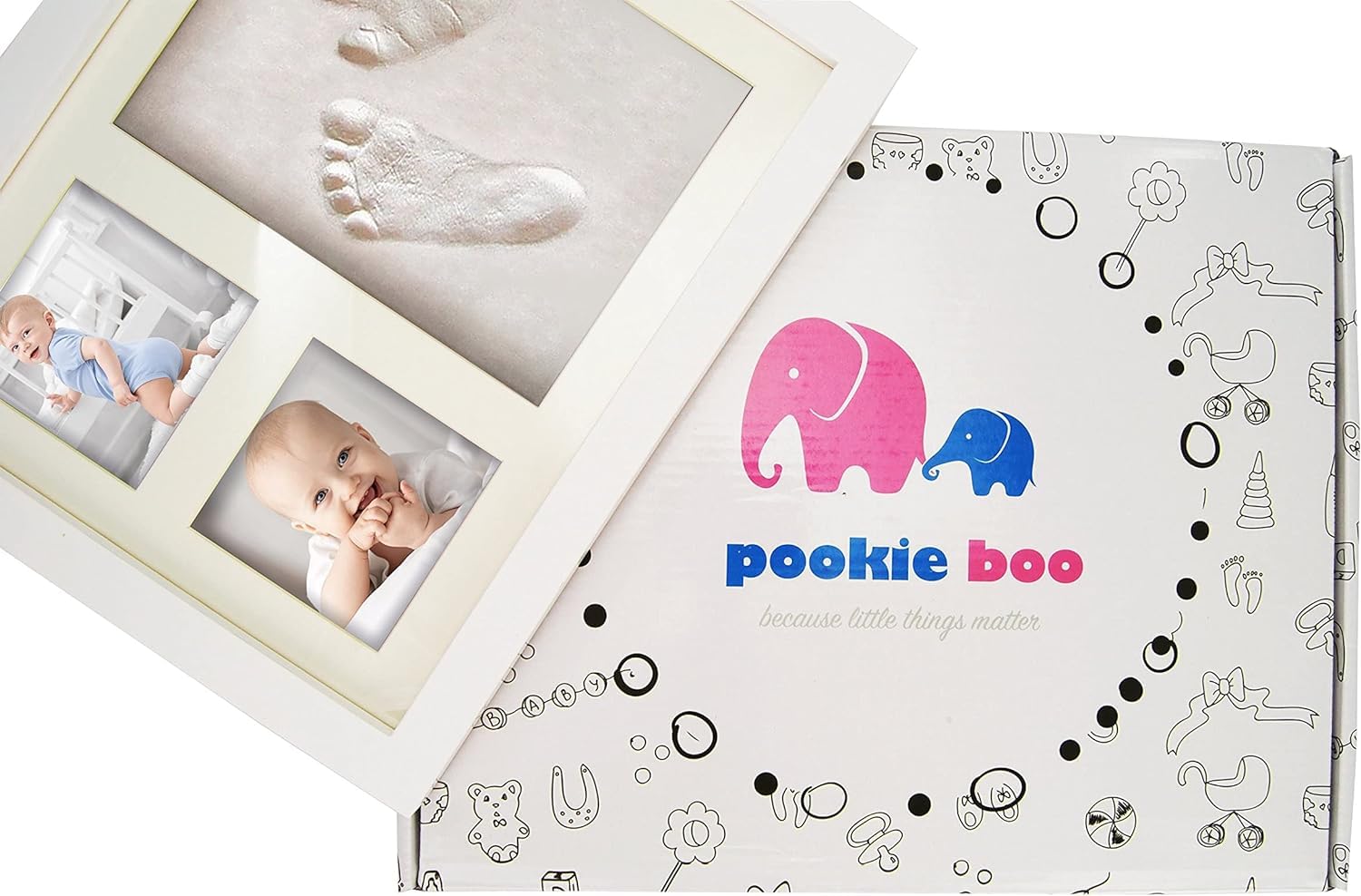 Cornice Impronte Mani e Piedi Neonati con Cornice Foto Personalizzata in Legno con Portafoto da Tavolo e Kit Calco Mani Idea Regalo di Natale Nascita Bimbo Neonata Battesimo Baby Shower Kinder