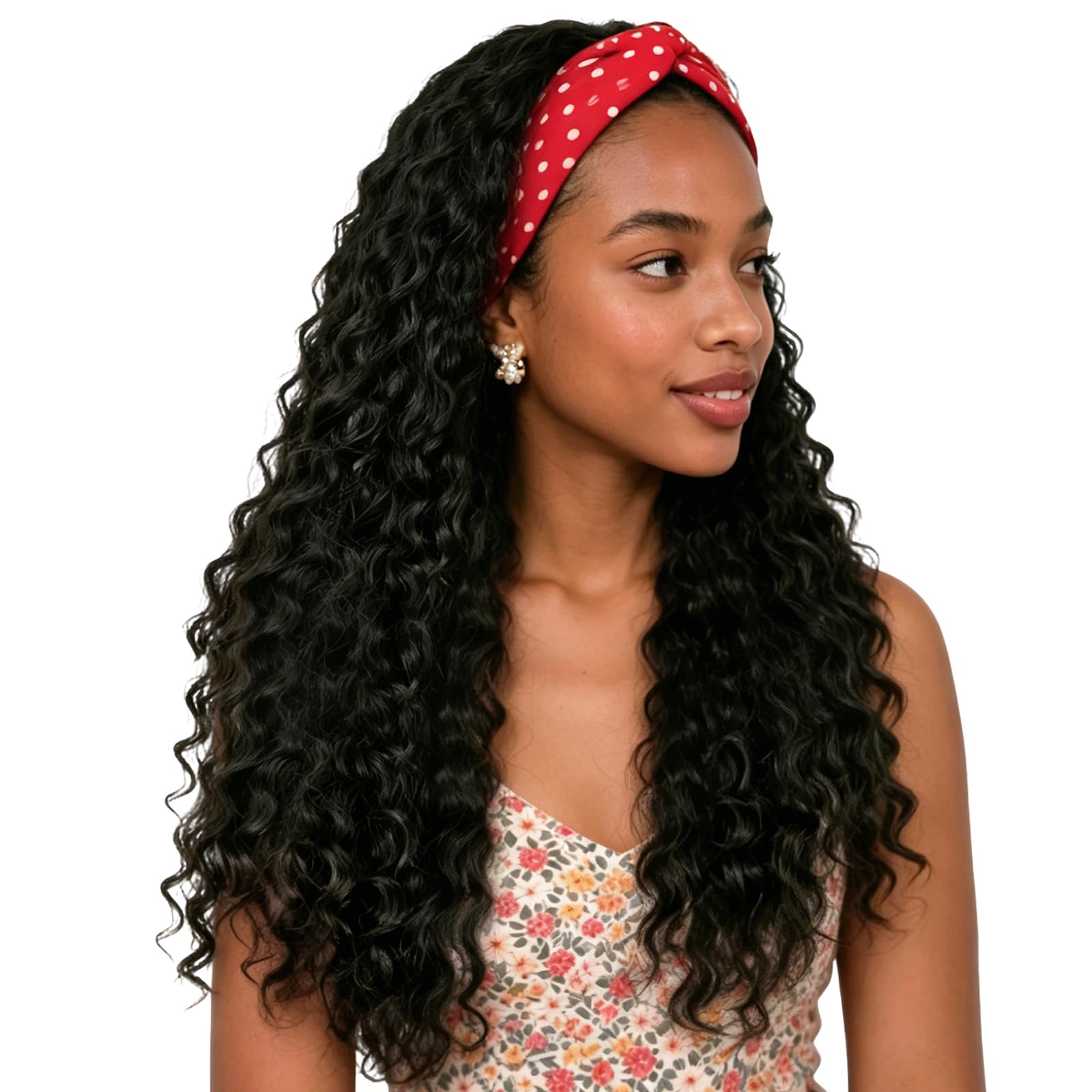 BECUS Perruque Bandeau Femme Bouclée Noire Naturelle 18 Pouces, Headband Wig Demi-Tête Sans Colle avec Bandeau, Aspect Naturel, Prête à Porter pour Usage Quotidien, Fêtes, Soirées et Débutantes
