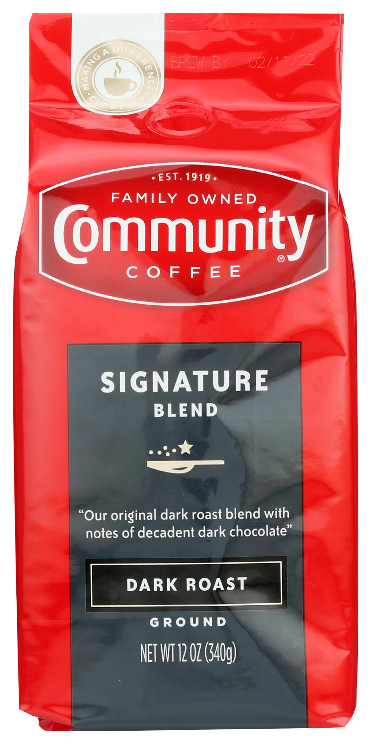 Community Coffee Premium Ground Coffee, Signature Blend, Dark Roast, 12 Ounce (Pack of 1)
