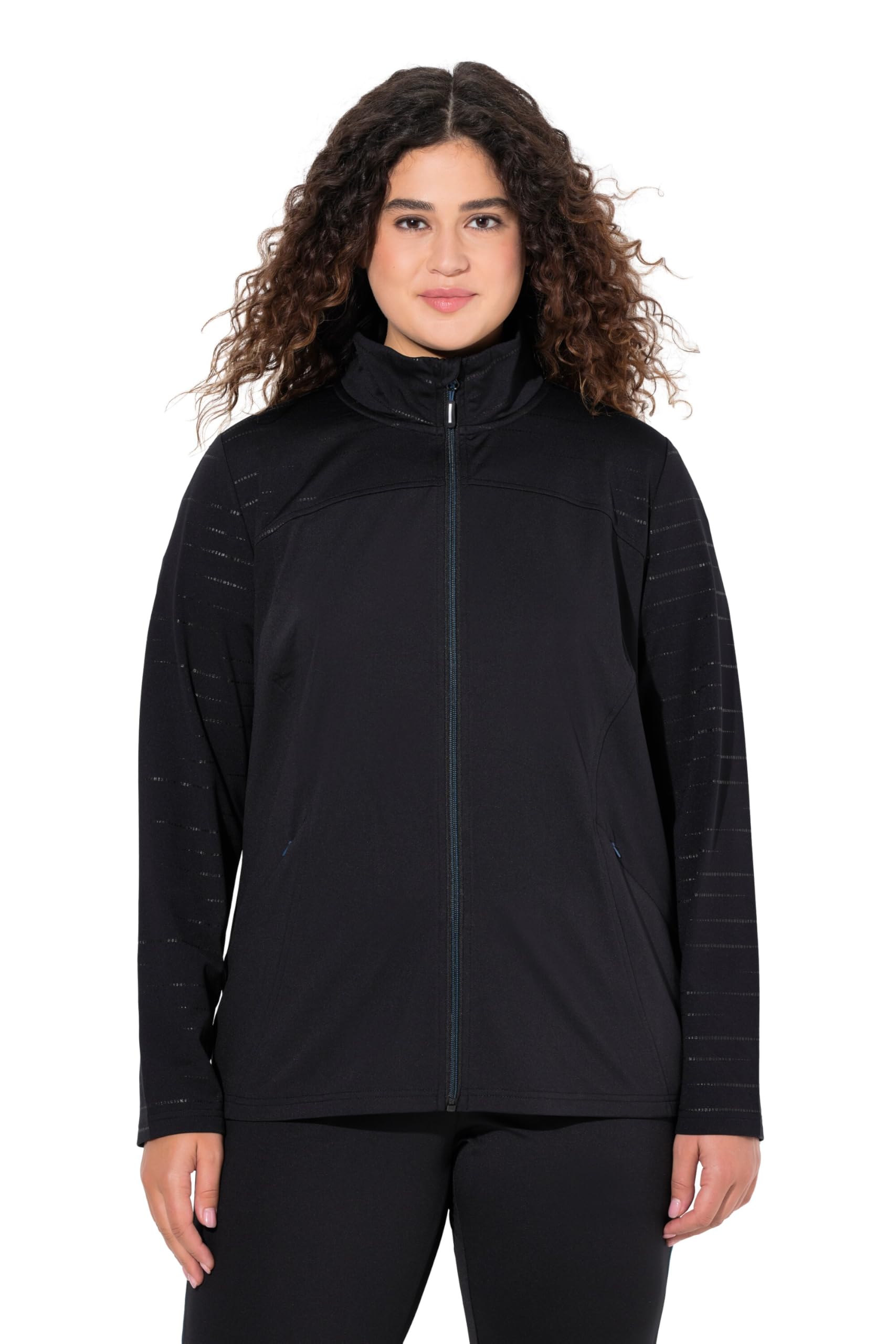 Ulla Popken Damen große Größen Übergrößen Plus Size Sweatjacke, Powerstretch, Stehkragen, Reflektor 829411