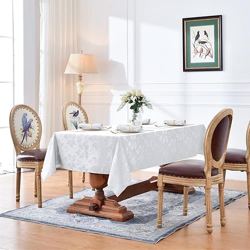Miniatura 2 de Romanstile Mantel rectangular de jacquard de primavera, impermeable, diseño floral de damasco, manteles decorativos de tela pesada, para cenas,