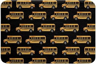 Erosebridal Bus Waterproof Bathroom Rug 16x24, Cartoon School Bus Bath Mat for Bathroom, Vehicles Transportation Printed Kids Teens Washable Bath Rug, Black Yellow Cars Non Slip Bathroom Mat