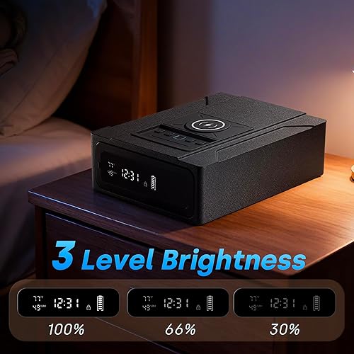 Miniatura 7 de Caja fuerte biométrica para pistola con carga inalámbrica, acceso rápido para pistola con puerta corredera automática, estuche para pistola con