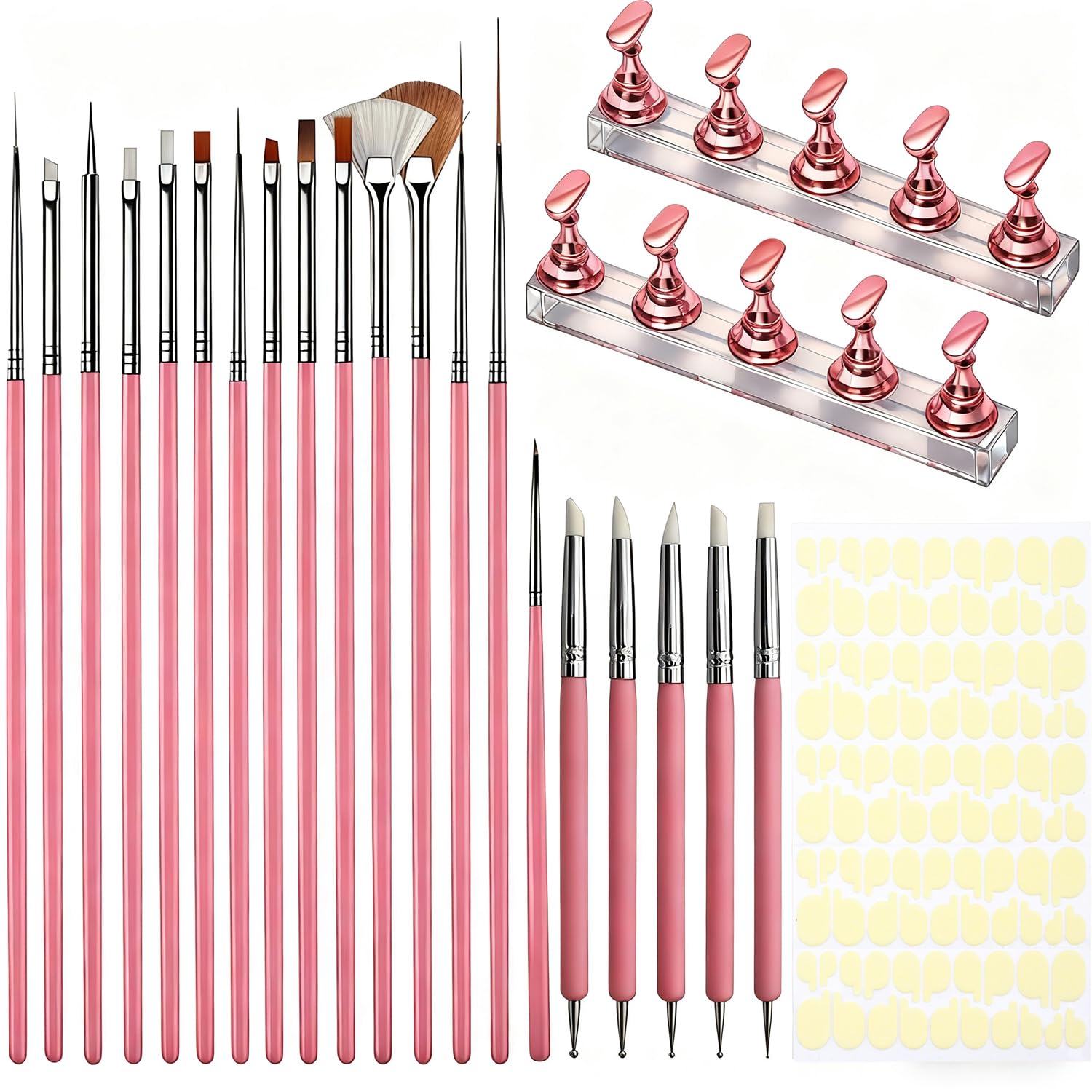 AIBEE Nail Art Tools Set, Nail Stand for Press on Holder for Painting Nails Pink