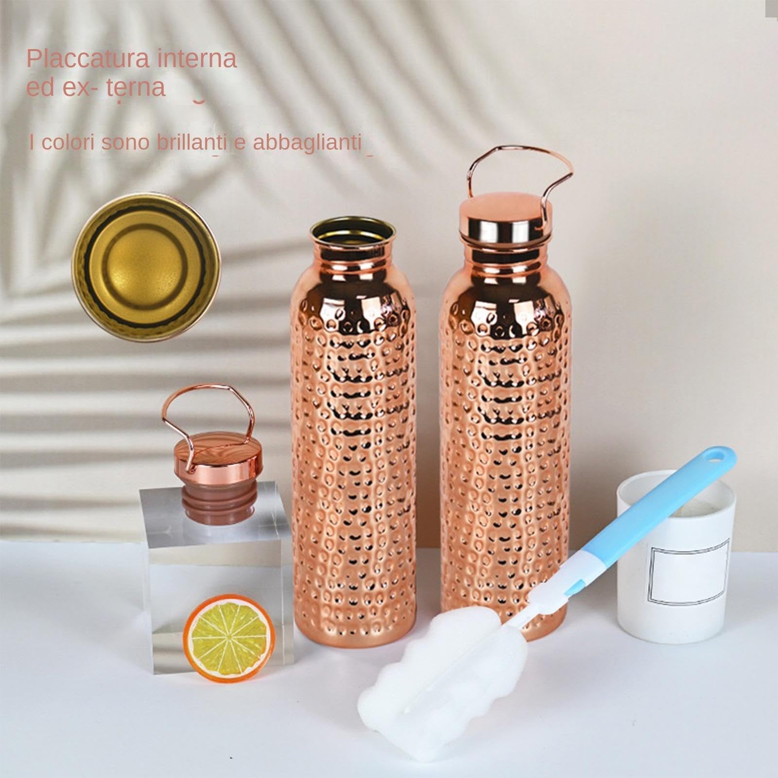 Bottiglia d'acqua in rame puro - Vaso in rame puro, bottiglie d'acqua ramee | Borraccia portatile isolata | Bottiglia di rames da esterno - Per campeggio, escursionismo, viaggi, all'aperto, al coperto