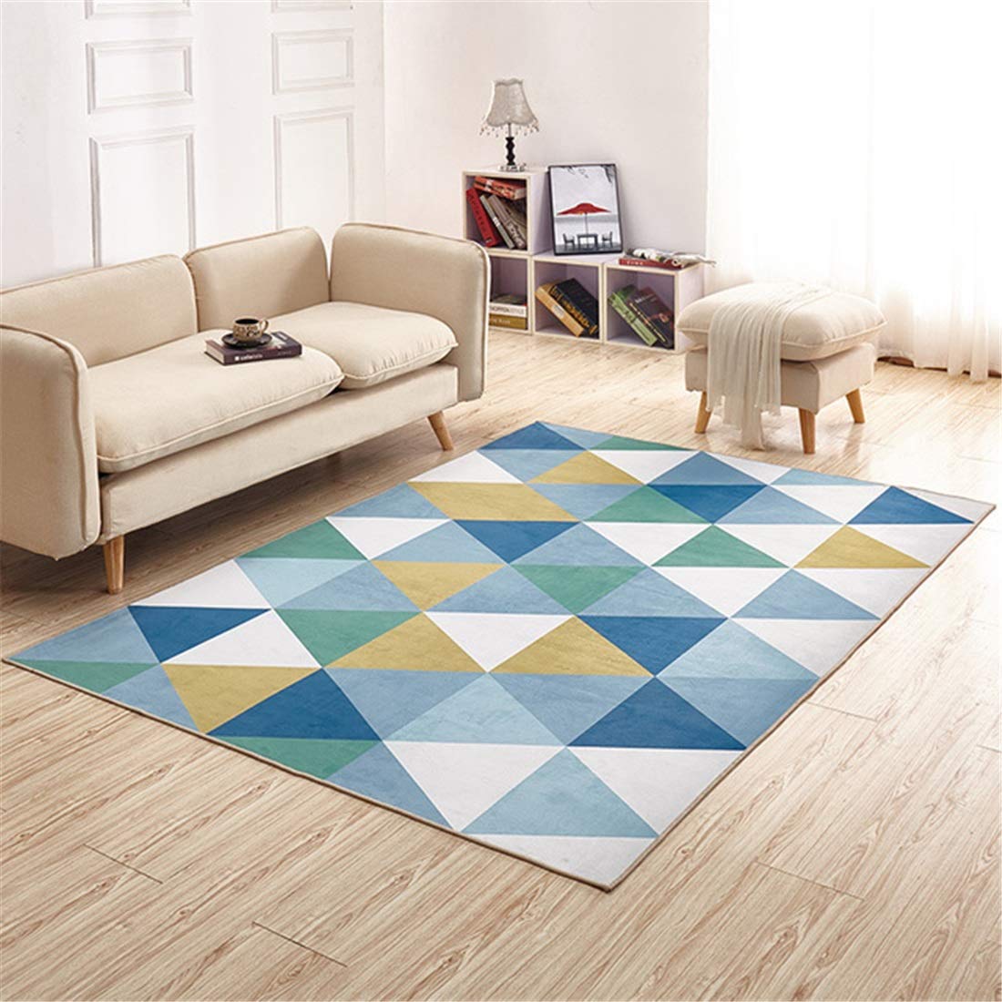 Dsrgwe G-HY Rugs carpets Mats Pads linen rug Area Rugs,Carpet,Fluffy Short Fuzz Floor Mat,Bedside Sofa Floor Rug,for Living Room Bedroom Home Decor,Geometric Abstract Pattern