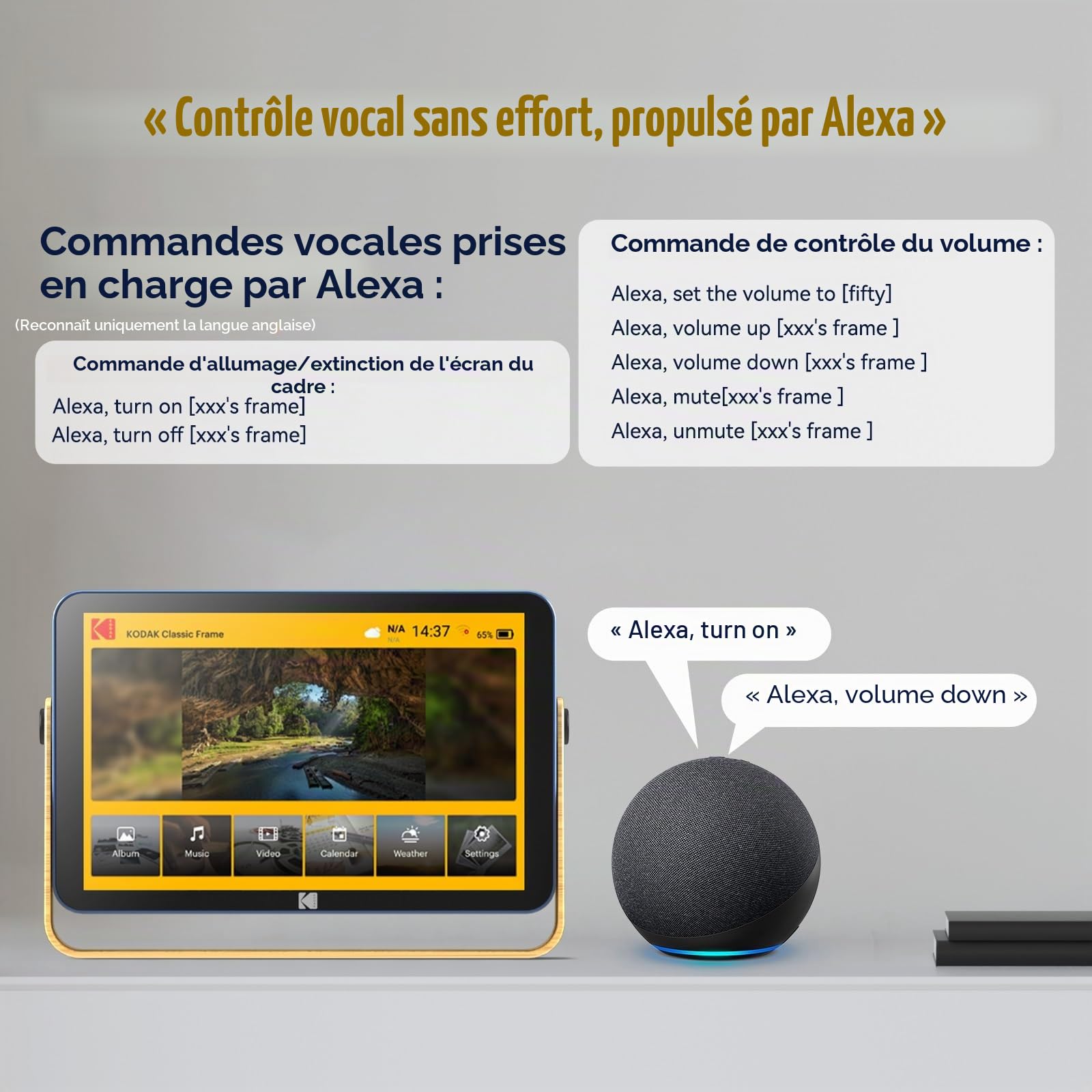 KODAK Cadre Photo Numérique, Cadre Numérique Photo WiFi 10 Pouces, Batterie Intégrée de 4000mAh, Mémoire de 32 Go, Écran Tactile IPS HD, Partage de Photos, Musique et Vidéos Via Une App/E-Mail/USB