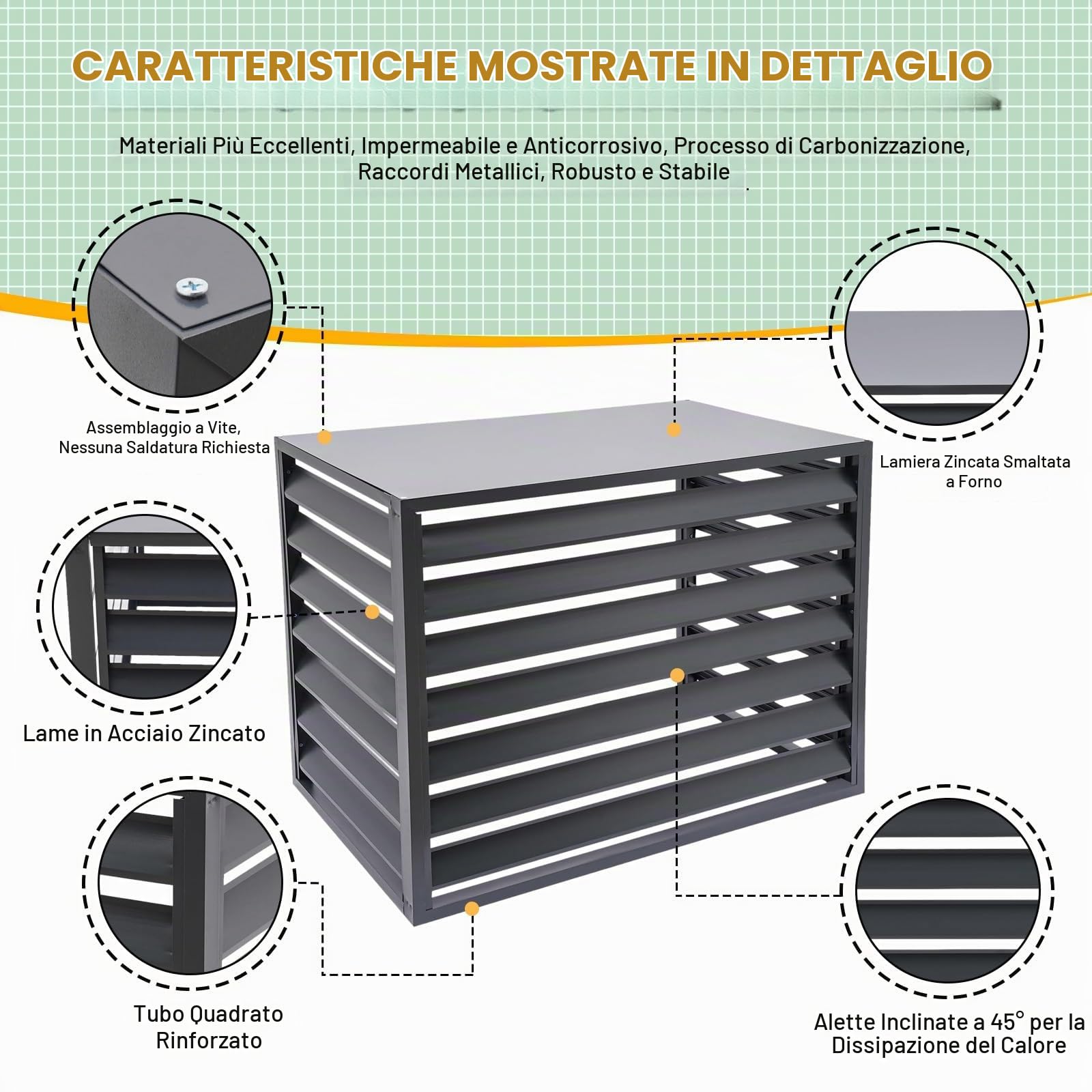 Copricondizionatore Per Esterno Alluminio Copri Condizionatore Da Esterno Balcone Porta Piante Rack Copertura Climatizzatore Esterno Copri Motore Condizionatore Proteggere Dal Sole E Dalla Piog