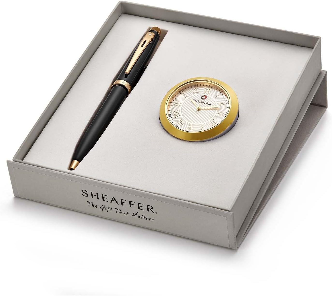 Sheaffer 9322 Ballpoint Pen With Gold Chrome Table Clock