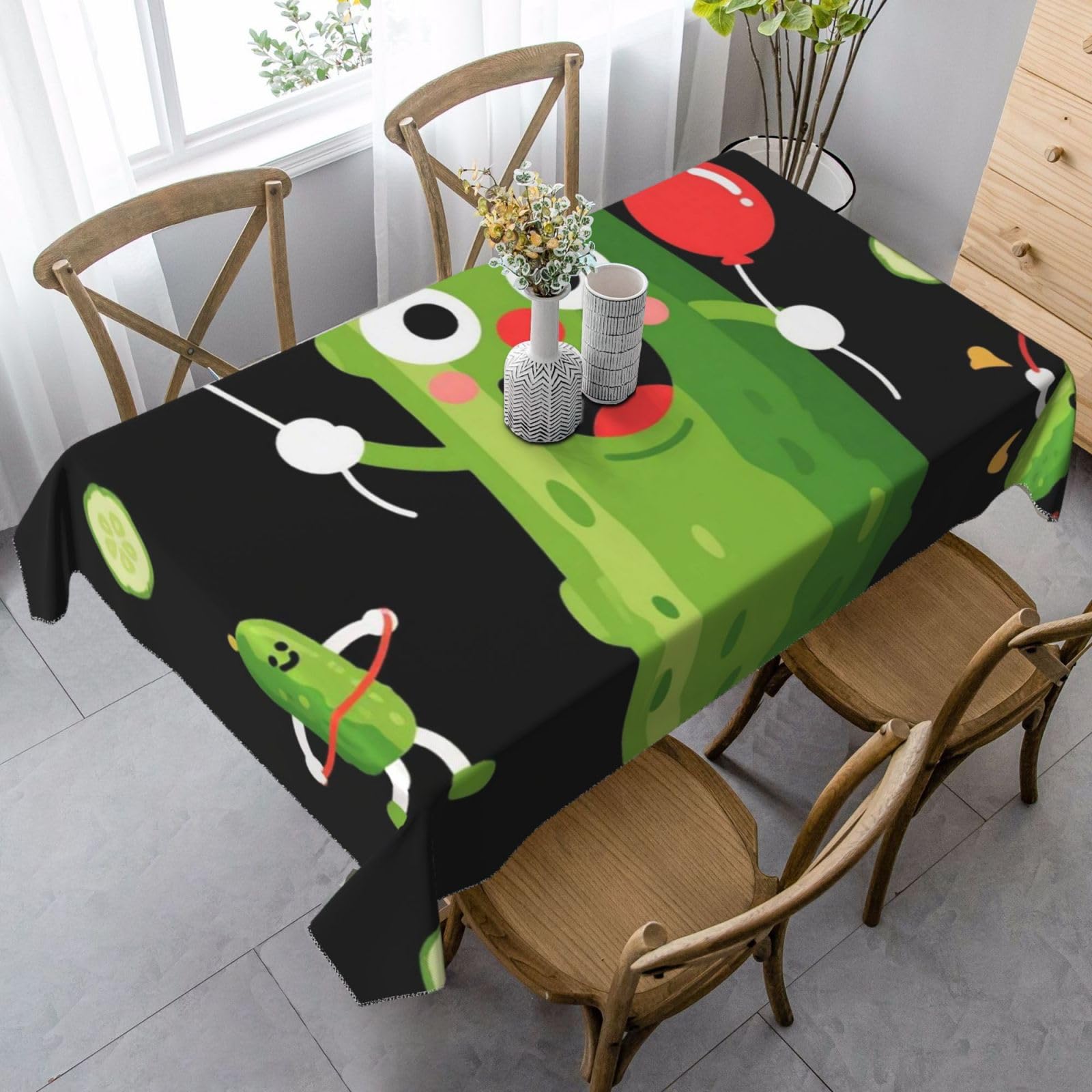 FekiLoot Funny Pickle Rectangle Tablecloth 35x55 Inch, Washable Reusable Farmhouse Table Cloths Wrinkle Free and Spillproof Kitchen Dinning Table Cover for Party Wedding Picnic Home Decor Tablecloths