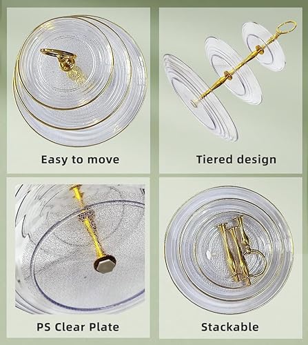 Miniatura 3 de Soporte para cupcakes de 3 niveles, soporte de plástico para servir con niveles, bandeja de postre para fiesta de té, baby shower y boda