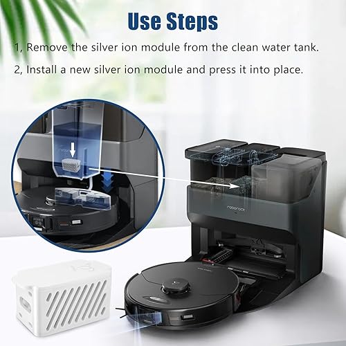 Miniatura 4 de 2 piezas de repuesto de módulo de iones plateados para aspiradora Roborock S7maxv Ultra / S7 Pro Ultra/Q Revo / S8 / S8 Pro Ultra / S8+ / S8 Plus