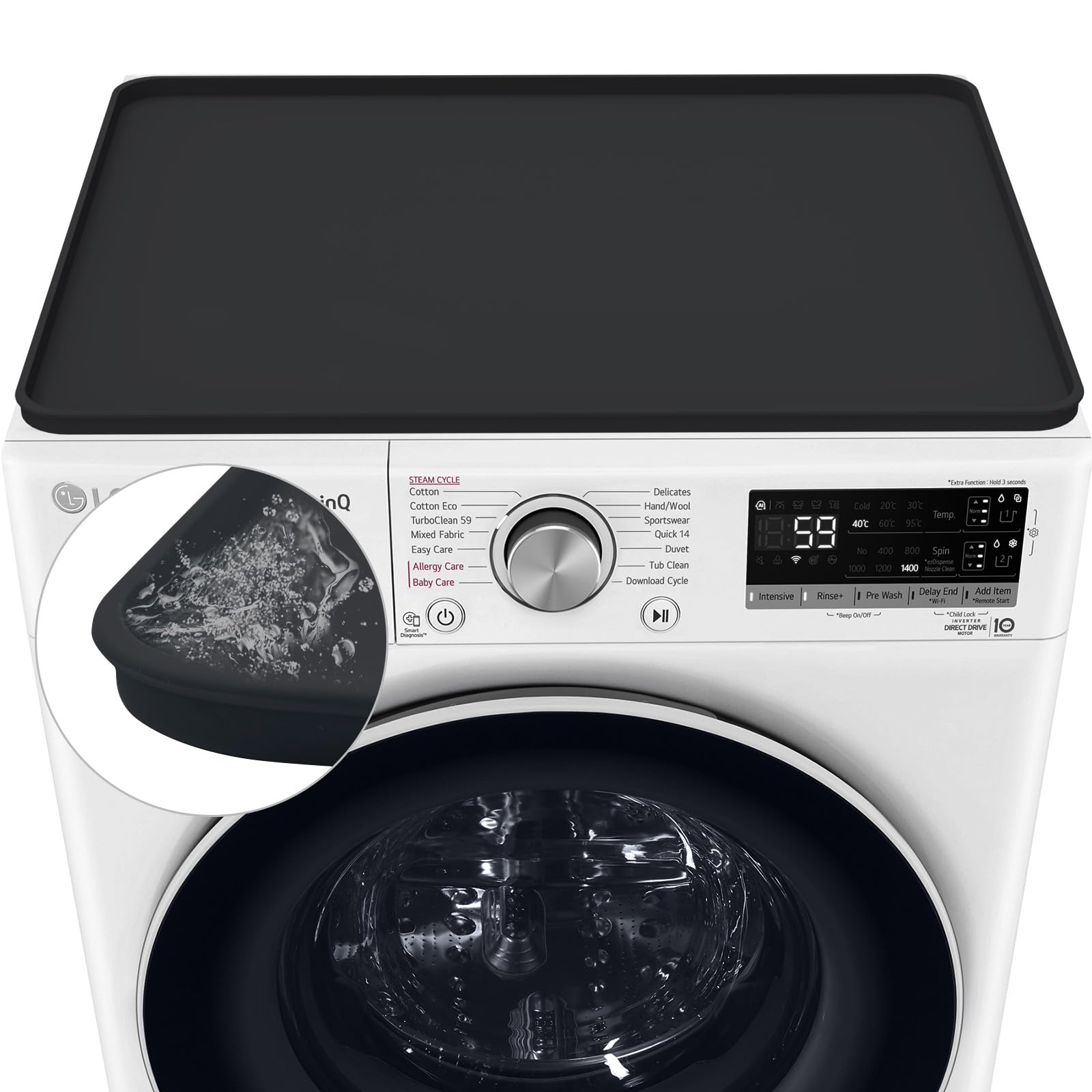 Washer and Dryer Covers, 27“ x 27" Washer and Dryer Top Protector Non-slip Washing Machine Cover Silicone Rubber Mat Support Heat Washer Dryer Top Covers for Laundry Kitchen Home (1PC Black)