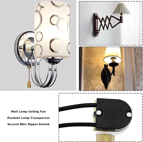 Miniatura 2 de 2 interruptores de cadena de repuesto JX42B modelo Pull Chain Cord Switch Accesorios para lámparas de pared, ventilador de techo, ventilador de