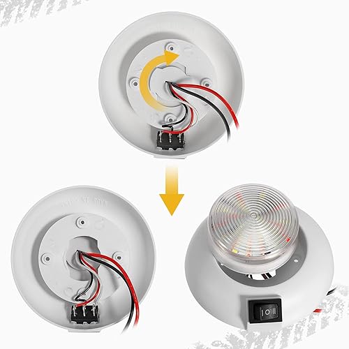 Miniatura 6 de Partsam 1 luz LED redonda de 4 pulgadas, montaje en superficie para el hogar, camión, caravana, remolque, barco, avión, luz interior de 4 pulgadas,