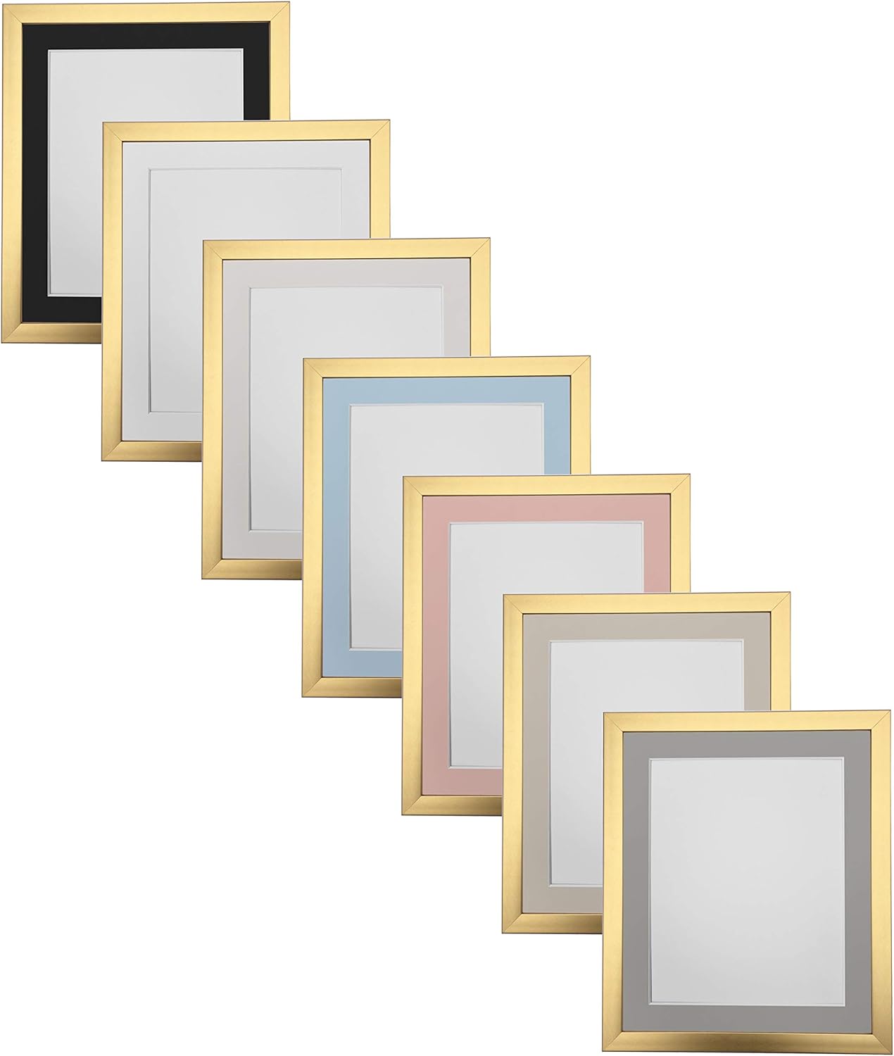 FRAMES BY POST 0.75 Inch Gold Picture Photo Frame With Ivory Mount 9 x 7 Image Size 7 x 5 Inch Plastic Glass