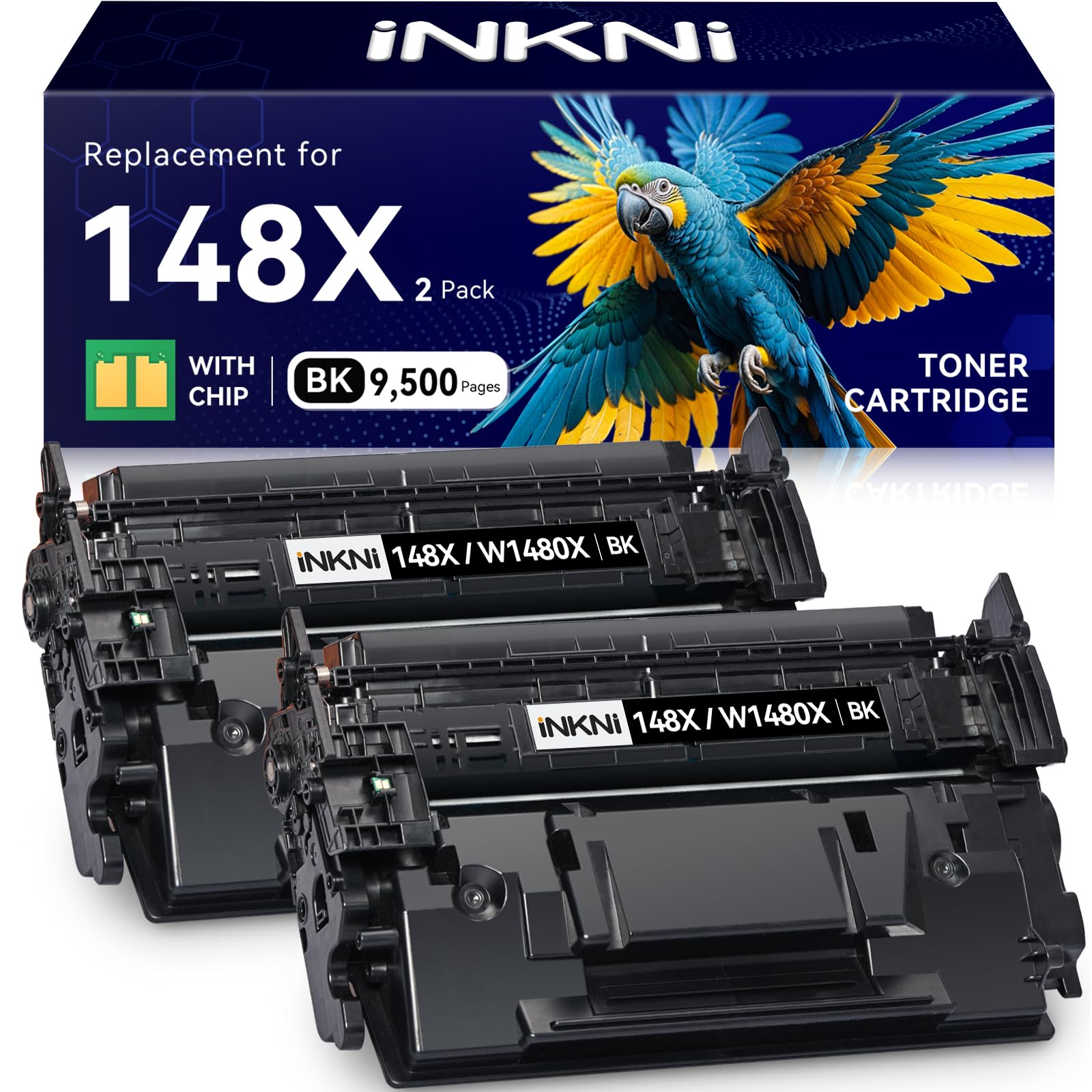 148X Black High Yield Toner Cartridge - with Chip Compatible Replacement for HP 148X 148A W1480X W1480A for HP Laserjet Pro MFP 4101fdw 4001dn 4001n 4101fdn 4001dw Printer for Office Work - 2 Pack